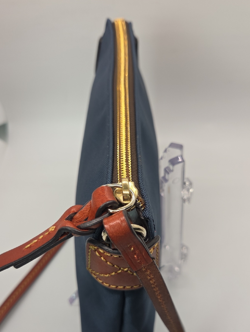 Dooney & Bourke Nylon Navy Leather Crossbody Pouchette Bag - Picture 15 of 16